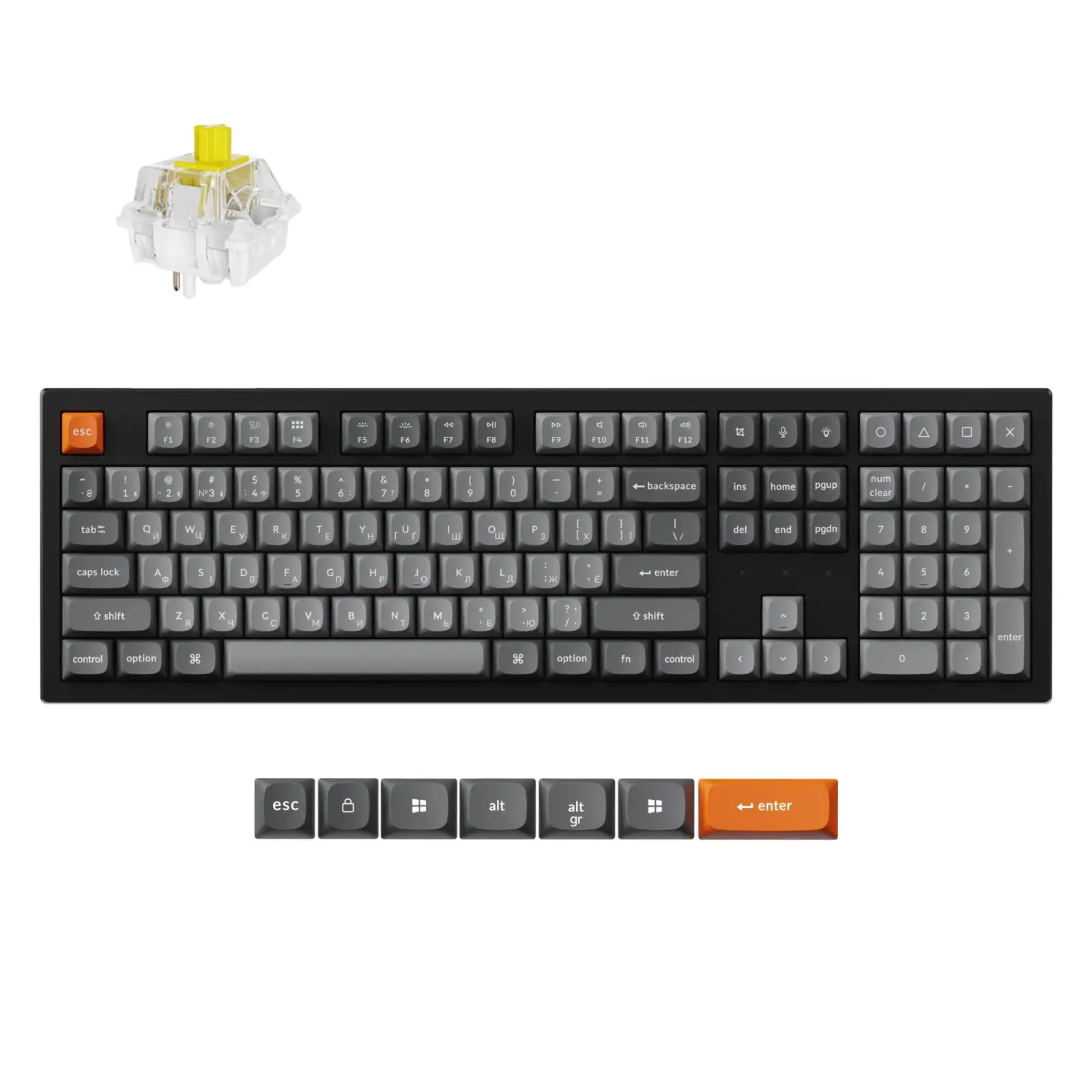 Клавіатура бездротова Keychron K10 Max Keychron Super Banana Switch Black RGB (K10M-H4-UA) UA