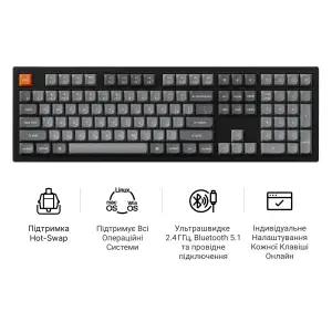 Клавіатура бездротова Keychron K10 Max Keychron Super Banana Switch Black RGB (K10M-H4-UA) UA