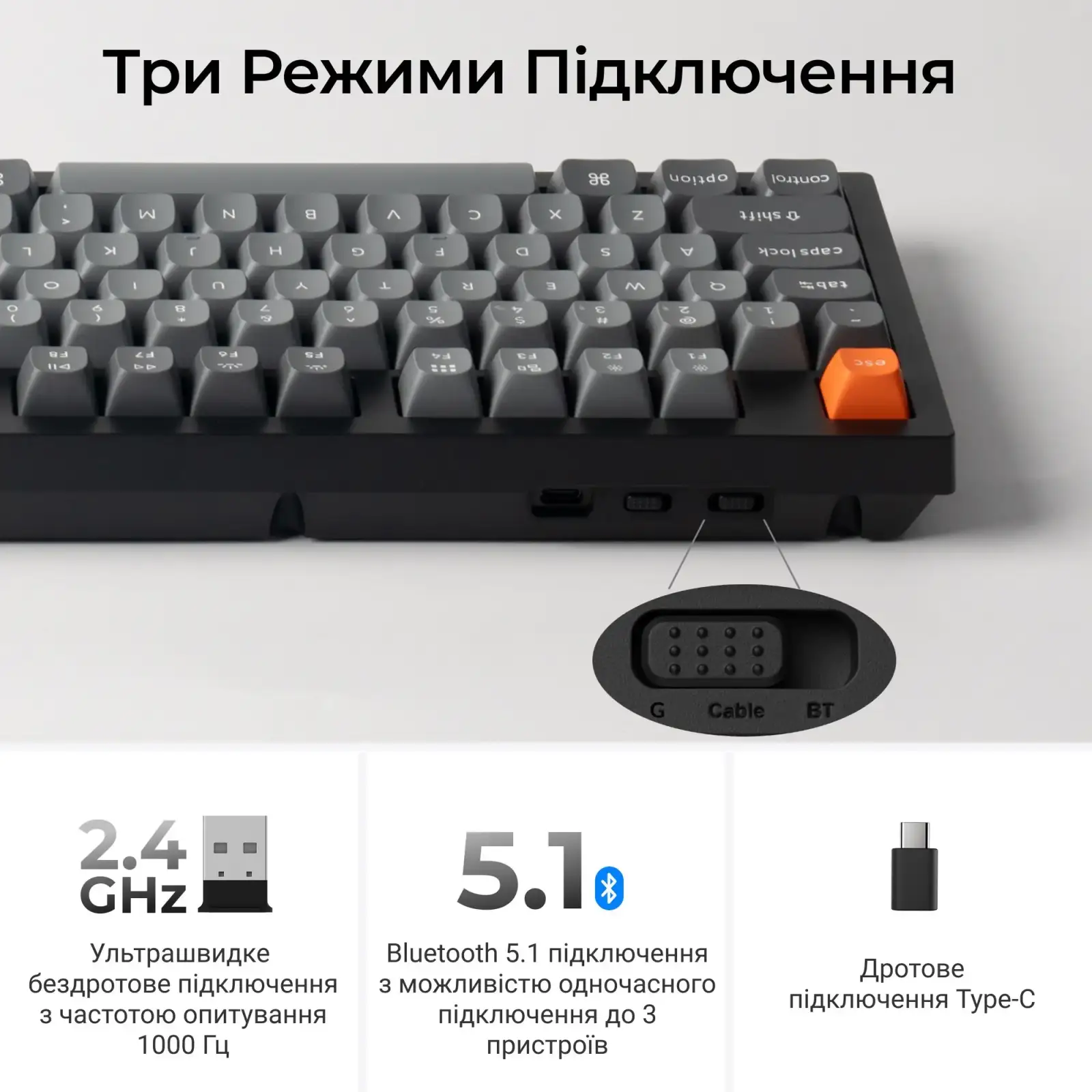 Клавіатура бездротова Keychron K10 Max Keychron Super Banana Switch Black RGB (K10M-H4-UA) UA