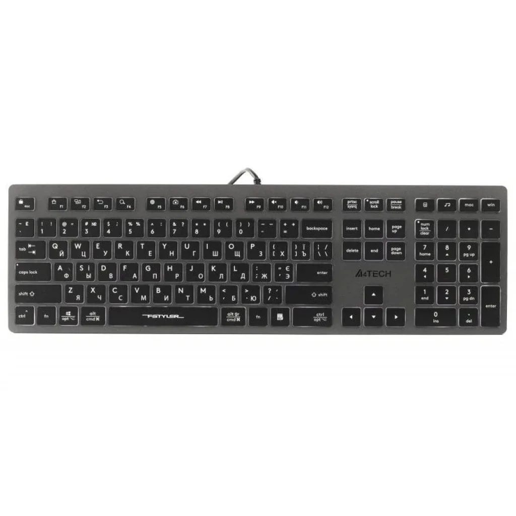 Клавіатура A4Tech Fstyler FX60 White Neon backlit, FX60 USB (Grey) White backlit UA