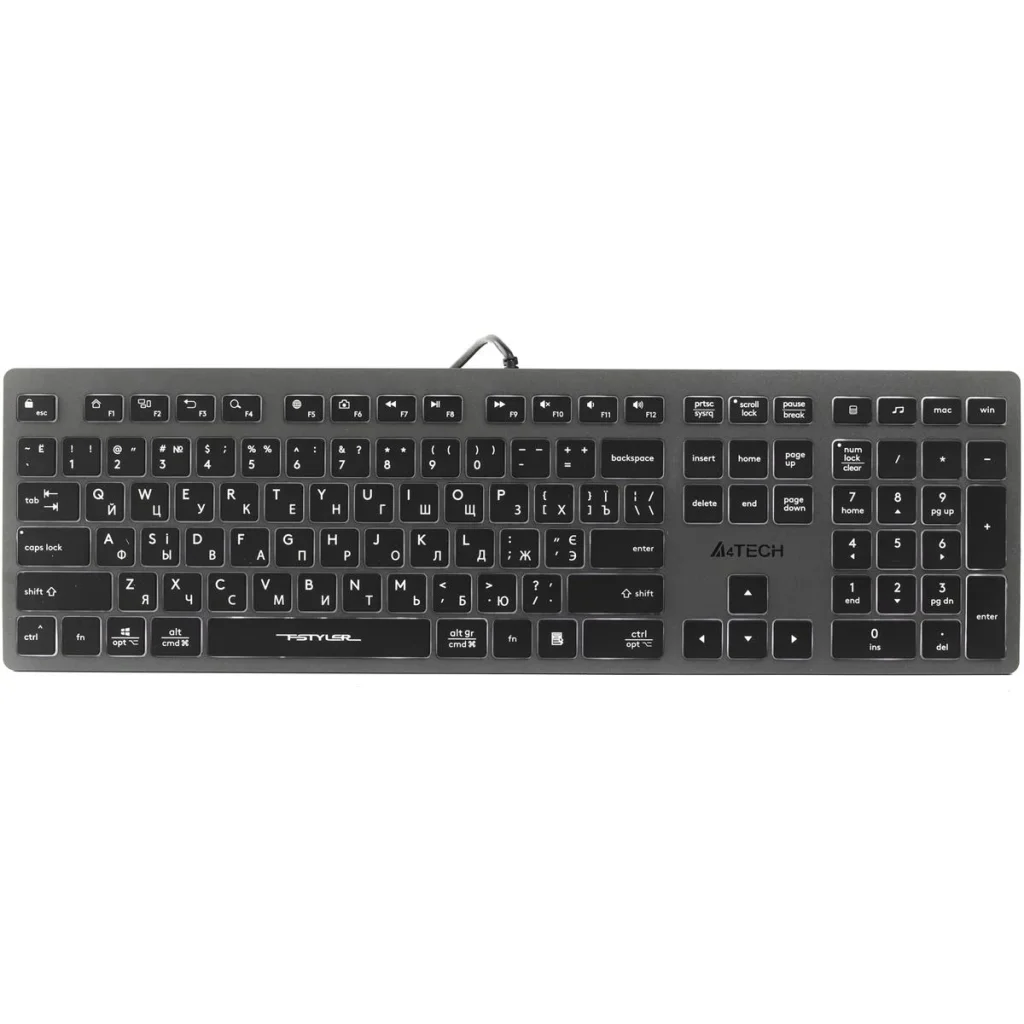 Клавіатура A4Tech Fstyler FX60H Grey White backlit, FX60H USB (Grey) White backlit UA