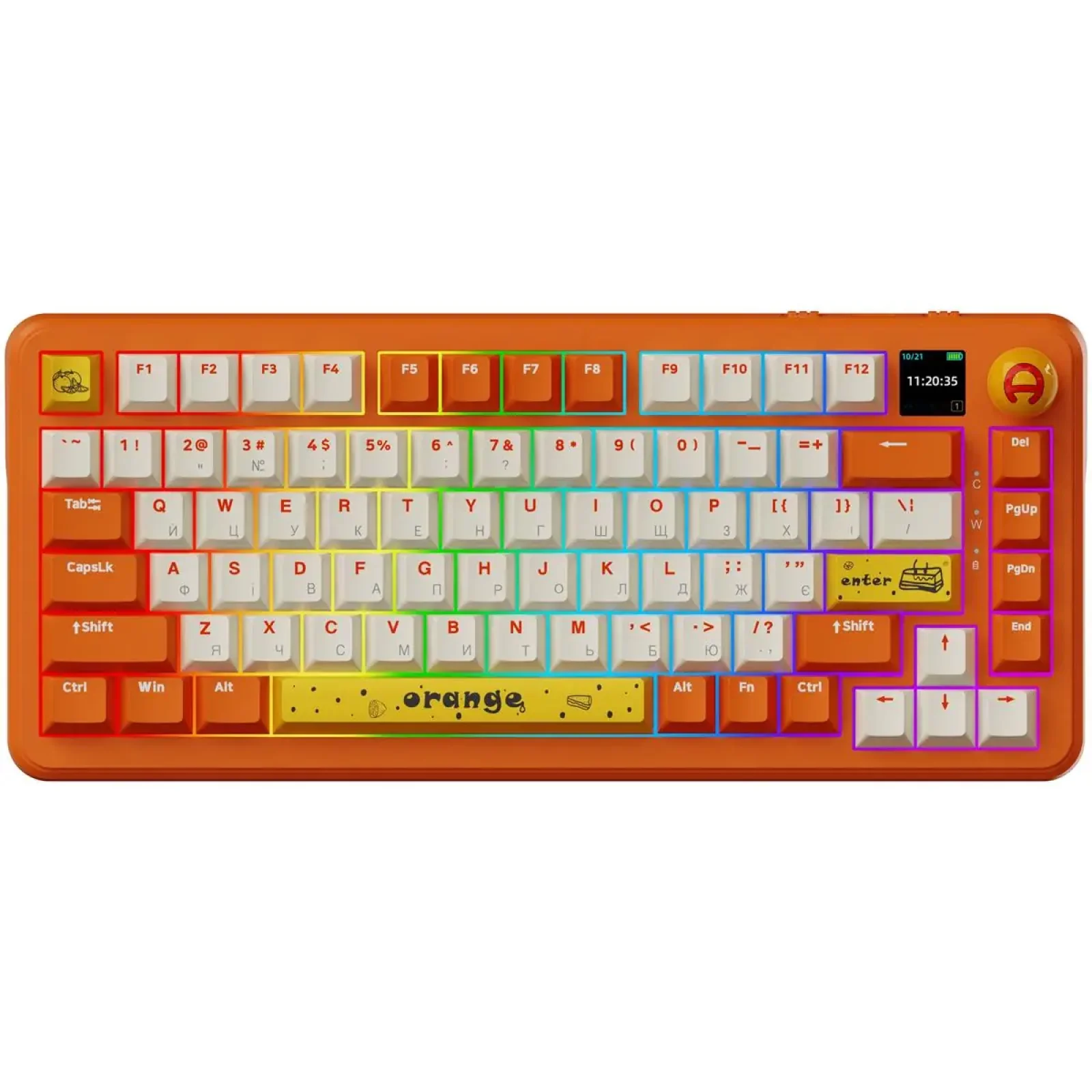 Клавіатура бездротова Ajazz AK820 MAX Avocado Switch Orange (AK820MAX-AS-OW) UA