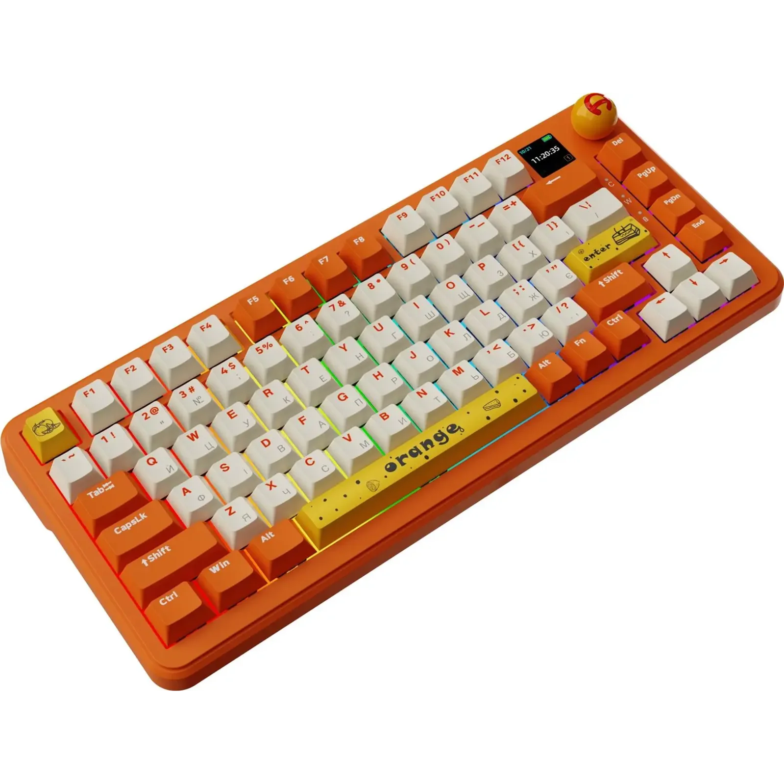 Клавіатура бездротова Ajazz AK820 MAX Avocado Switch Orange (AK820MAX-AS-OW) UA