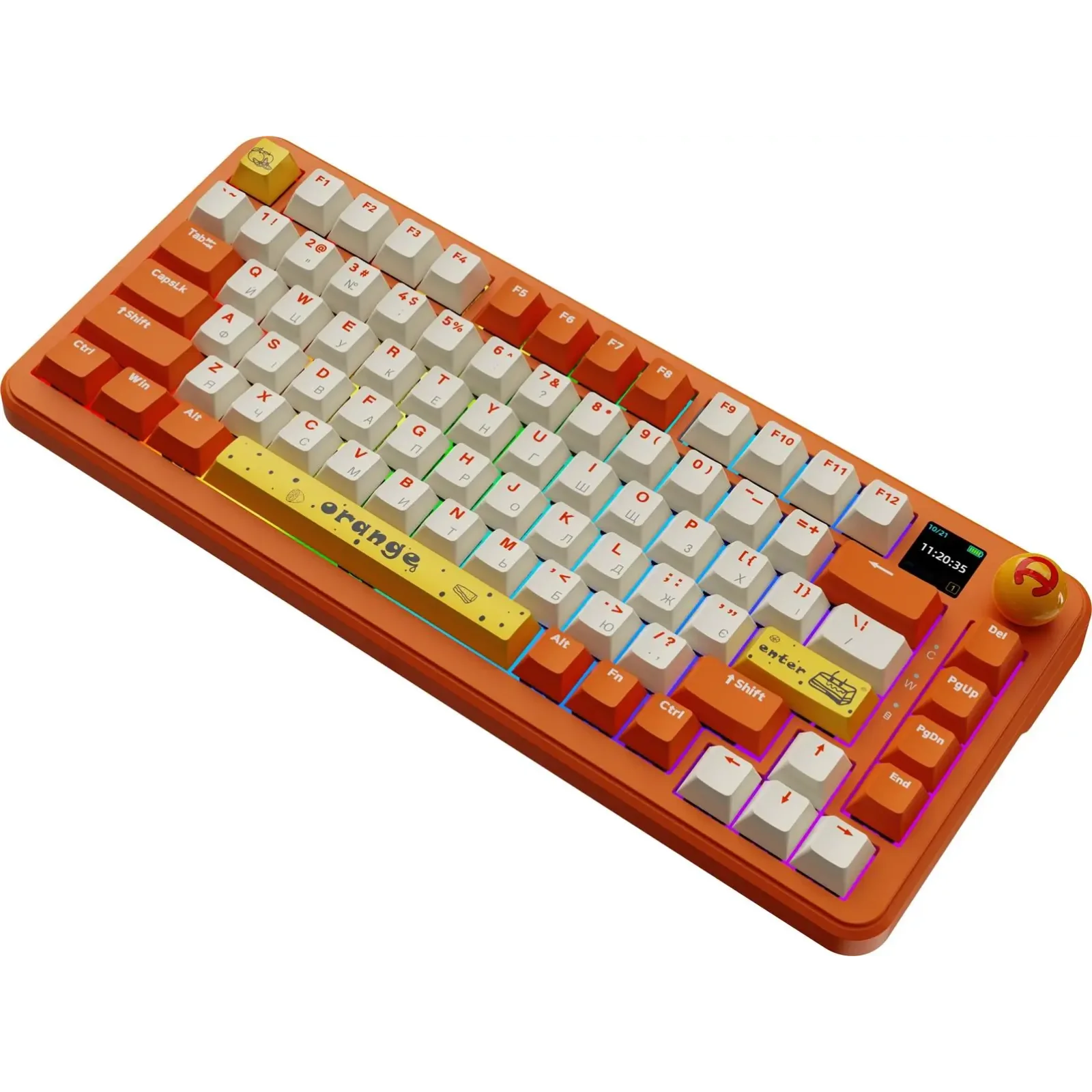 Клавіатура бездротова Ajazz AK820 MAX Avocado Switch Orange (AK820MAX-AS-OW) UA