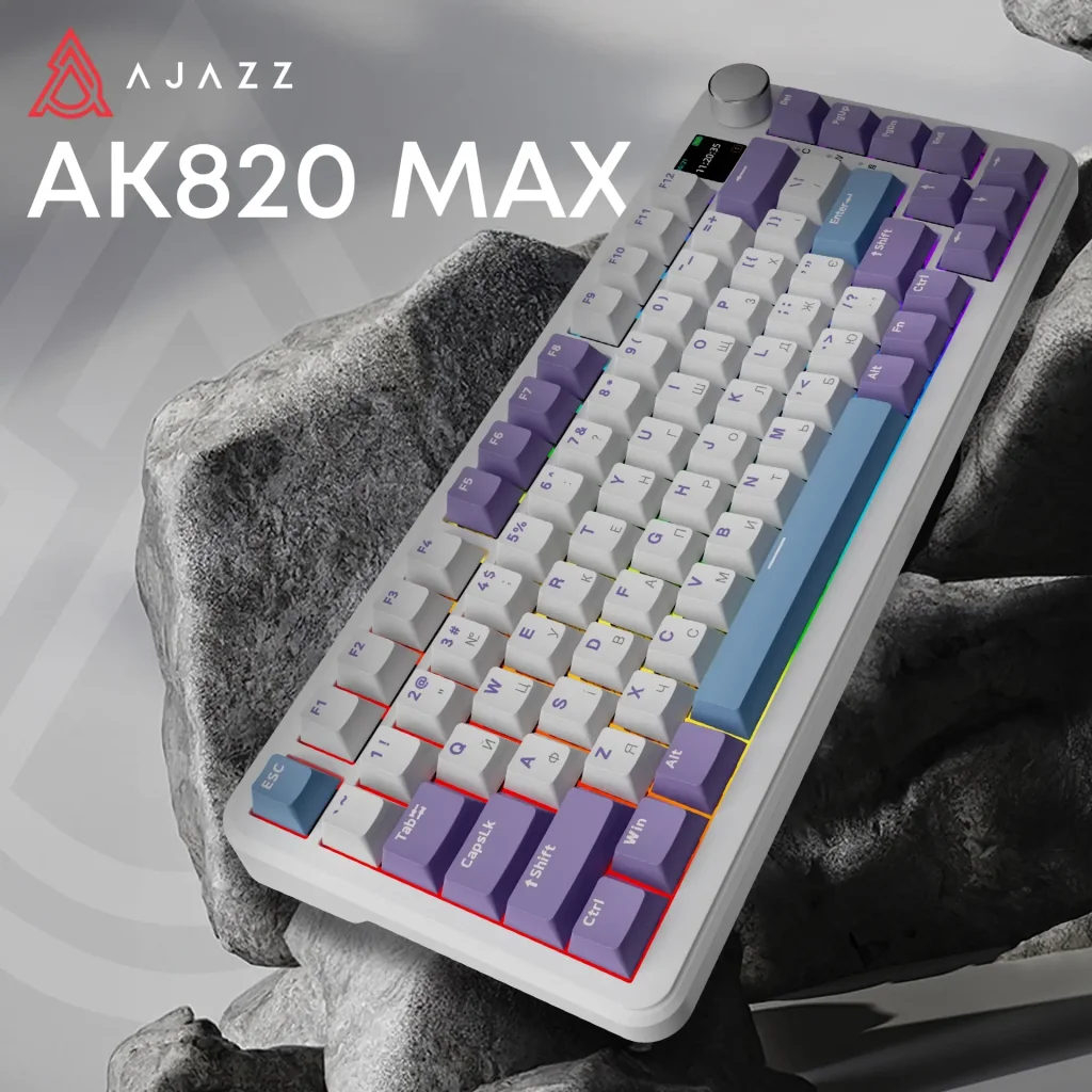 Клавиатура беспроводная Ajazz AK820 MAX Magnetic Switches Purple (AK820MAX-M-PWB) UA