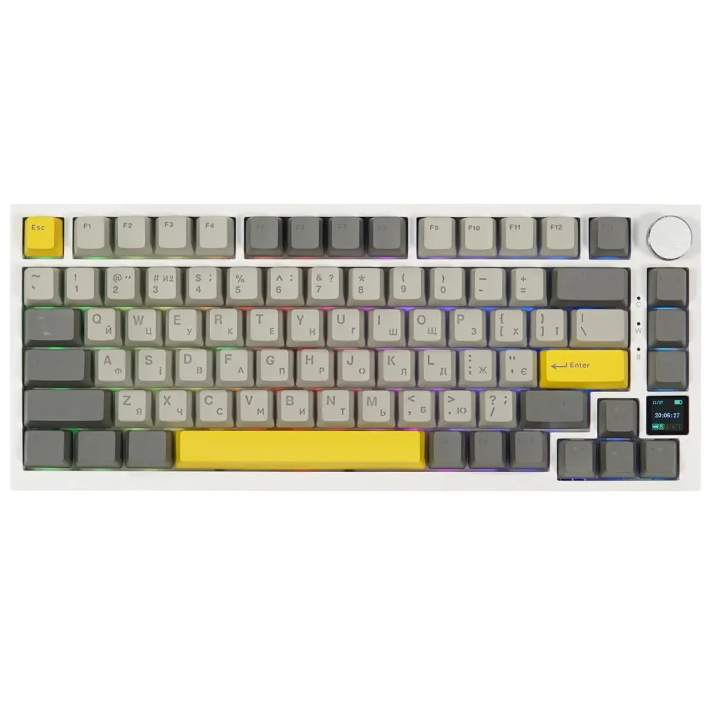 Клавіатура бездротова Epomaker AK820 Pro 75% Flying Fish Switch Hot-Swap (2.4G/BT/USB) RGB UA White (AK820-PRO-W-FF) UA