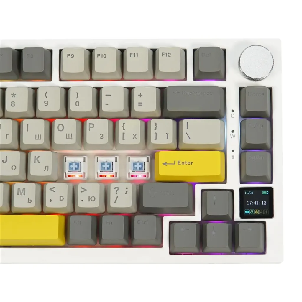 Клавіатура бездротова Epomaker AK820 Pro 75% Flying Fish Switch Hot-Swap (2.4G/BT/USB) RGB UA White (AK820-PRO-W-FF) UA