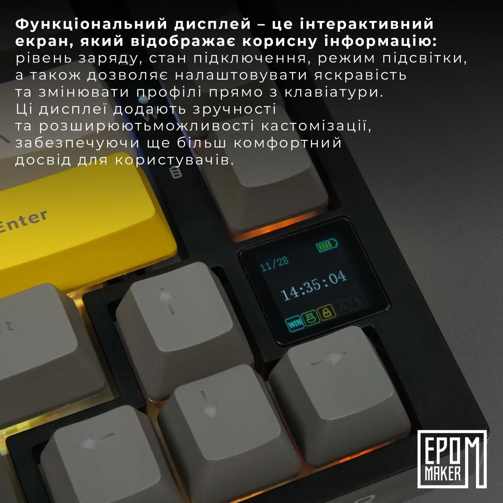 Клавиатура беспроводная Epomaker AK820 Pro 75% Gift Switch Hot-Swap (2.4G/BT/USB) LCD Screen RGB UA Black (AK820-PRO-B-G) UA