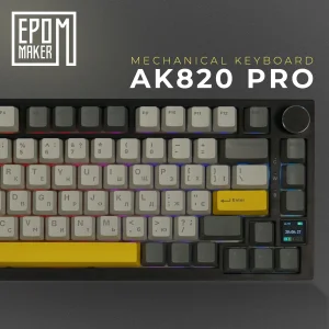 Клавиатура беспроводная Epomaker AK820 Pro 75% Gift Switch Hot-Swap (2.4G/BT/USB) LCD Screen RGB UA Black (AK820-PRO-B-G) UA