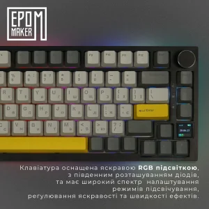 Клавиатура беспроводная Epomaker AK820 Pro 75% Gift Switch Hot-Swap (2.4G/BT/USB) LCD Screen RGB UA Black (AK820-PRO-B-G) UA