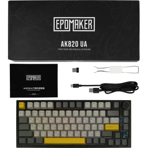 Клавиатура беспроводная Epomaker AK820 Pro 75% Gift Switch Hot-Swap (2.4G/BT/USB) LCD Screen RGB UA Black (AK820-PRO-B-G) UA
