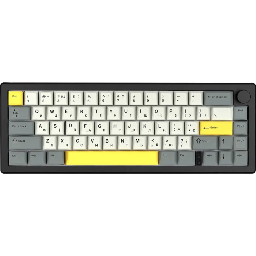 Клавіатура бездротова Epomaker EK68 65% Flamingo Switch Hot-Swap (2.4G/BT/USB) RGB UA Black (EK68-B-F) UA