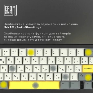 Клавіатура бездротова Epomaker EK68 65% Flamingo Switch Hot-Swap (2.4G/BT/USB) RGB UA Black (EK68-B-F) UA
