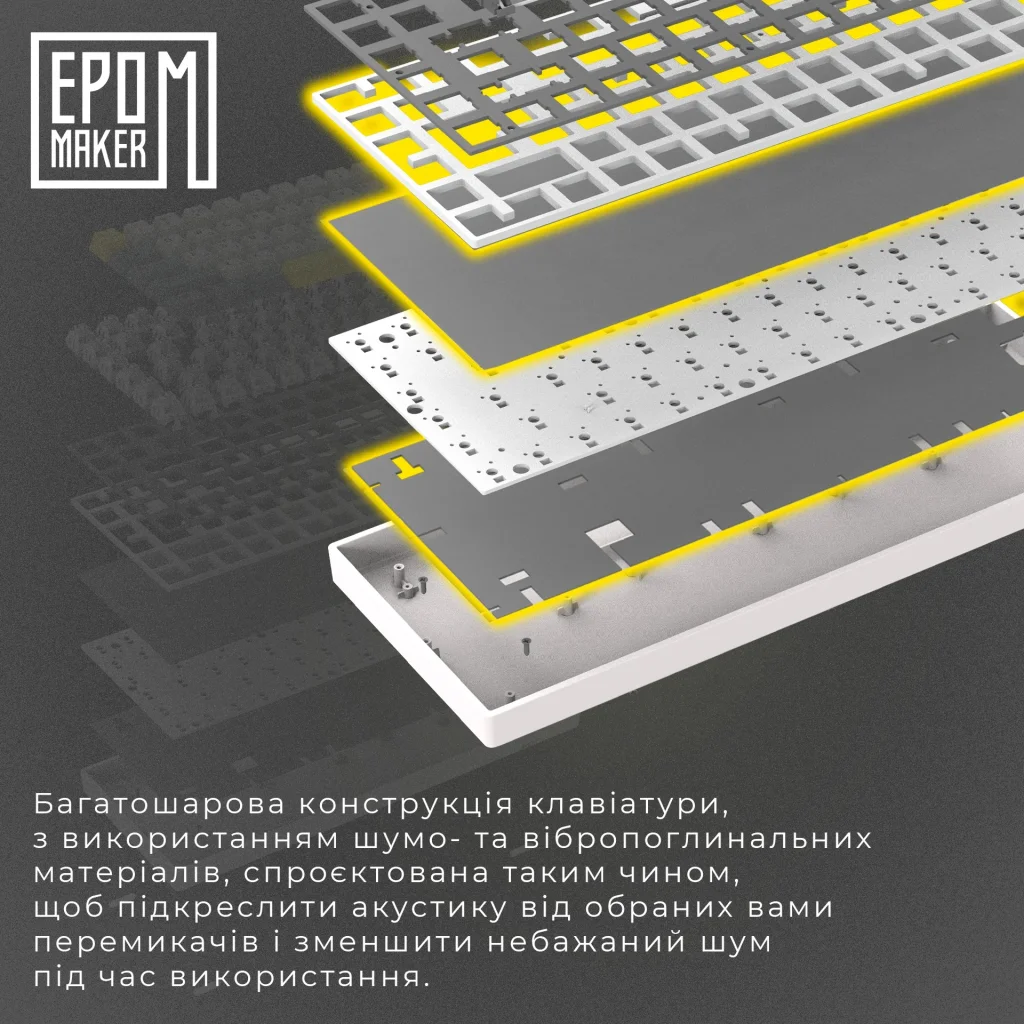Клавиатура беспроводная Epomaker EP64 60% Mulan Switch Hot-Swap (2.4G/BT/USB) RGB UA Black (EP64-B-M) UA