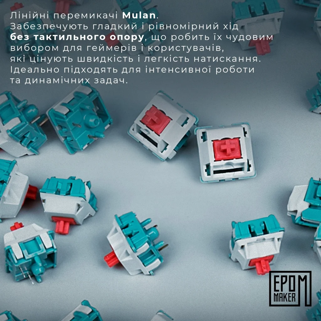 Клавіатура бездротова Epomaker EP64 60% Mulan Switch Hot-Swap (2.4G/BT/USB) RGB UA White (EP64-W-M) UA