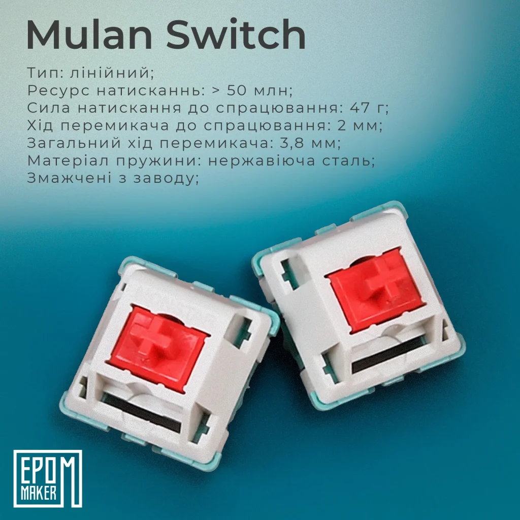 Клавіатура бездротова Epomaker EP64 60% Mulan Switch Hot-Swap (2.4G/BT/USB) RGB UA White (EP64-W-M) UA