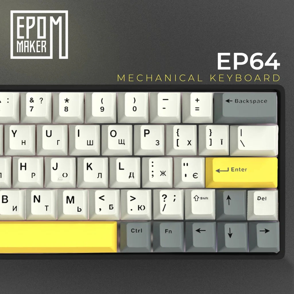 Клавиатура беспроводная Epomaker EP64 60% Mulan Switch Hot-Swap (2.4G/BT/USB) RGB UA Black (EP64-B-M) UA