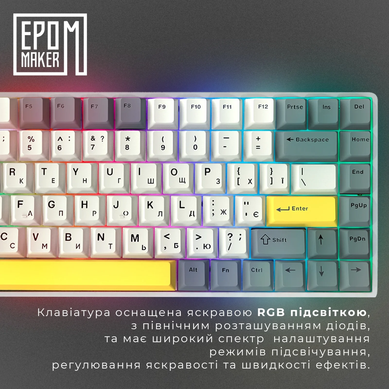 Клавиатура беспроводная Epomaker EP84 Plus 75% Wisteria Linear Switch Hot-Swap (2.4G/BT/USB) RGB UA White (EP84-W-WL) UA
