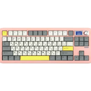 Клавиатура беспроводная Epomaker Shadow-S TKL Wisteria Linear Switch Hot-Swap (2.4G/BT/USB) LCD Screen RGB UA Pink (SHS-P-WL) UA