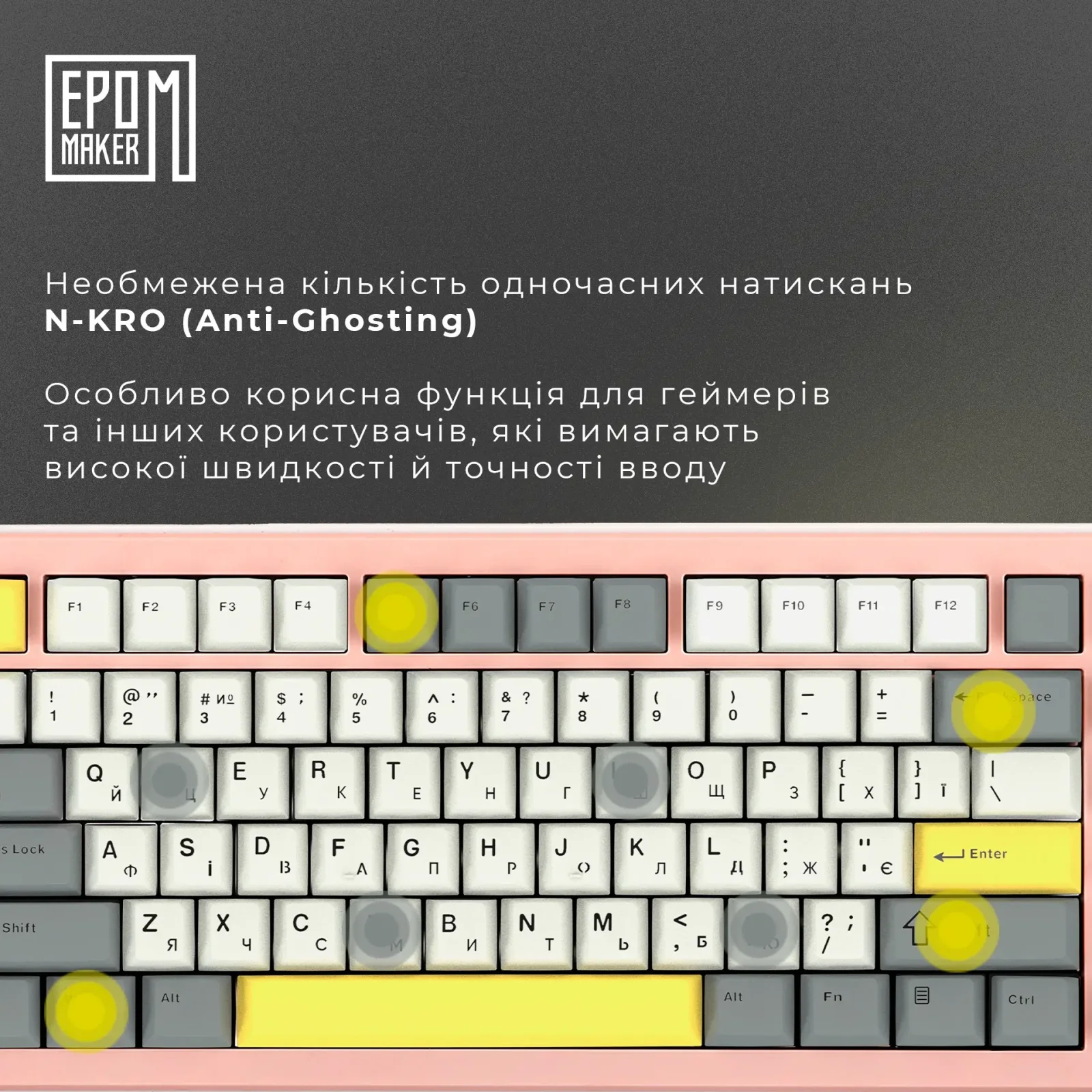 Клавиатура беспроводная Epomaker Shadow-S TKL Wisteria Linear Switch Hot-Swap (2.4G/BT/USB) LCD Screen RGB UA Pink (SHS-P-WL) UA