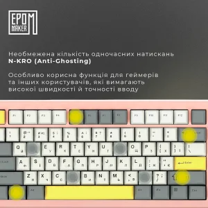 Клавиатура беспроводная Epomaker Shadow-S TKL Wisteria Linear Switch Hot-Swap (2.4G/BT/USB) LCD Screen RGB UA Pink (SHS-P-WL) UA
