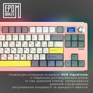 Клавиатура беспроводная Epomaker Shadow-S TKL Wisteria Linear Switch Hot-Swap (2.4G/BT/USB) LCD Screen RGB UA Pink (SHS-P-WL) UA