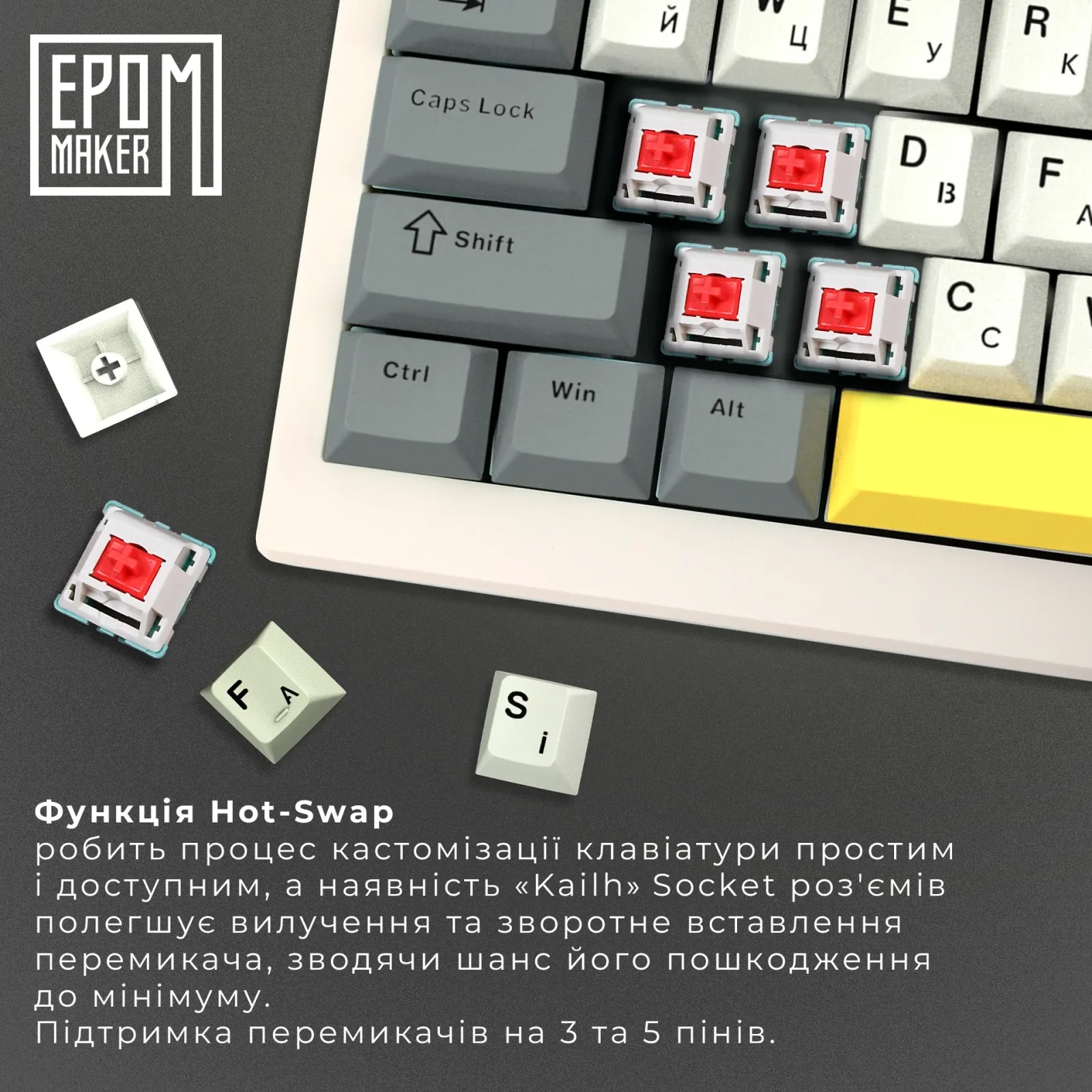 Клавиатура беспроводная Epomaker Shadow-X 70% Mulan Switch Hot-Swap (2.4G/BT/USB) LCD Screen RGB UA White (SHX-W-M) UA