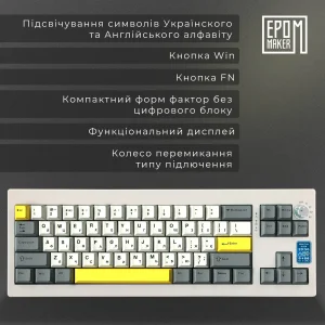 Клавиатура беспроводная Epomaker Shadow-X 70% Wisteria Linear Switch Hot-Swap (2.4G/BT/USB) LCD Screen RGB UA White (SHX-W-WL) UA