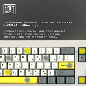 Клавиатура беспроводная Epomaker Shadow-X 70% Wisteria Linear Switch Hot-Swap (2.4G/BT/USB) LCD Screen RGB UA White (SHX-W-WL) UA
