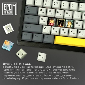 Клавиатура беспроводная Epomaker TH80 Pro V2 75% Sea Salt Silent Switch Hot-Swap (2.4G/BT/USB) LCD Screen RGB UA Black (TH80-PROV2-B-SS) UA
