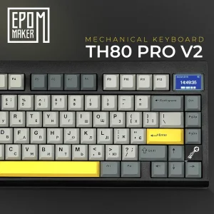Клавиатура беспроводная Epomaker TH80 Pro V2 75% Sea Salt Silent Switch Hot-Swap (2.4G/BT/USB) LCD Screen RGB UA Black (TH80-PROV2-B-SS) UA