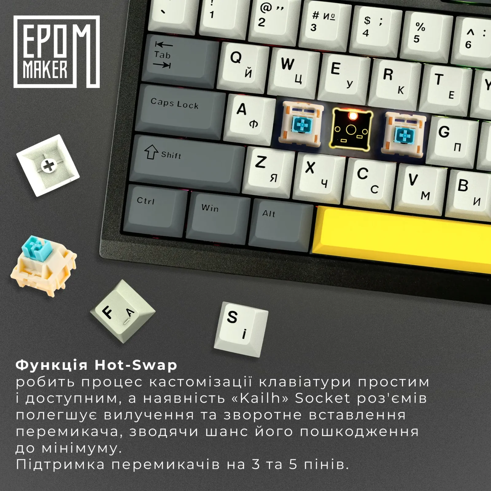 Клавиатура беспроводная Epomaker TH80 SE 75% Budgerigar V2 Switch Hot-Swap (2.4G/BT/USB) RGB UA Black (TH80-SE-B-BV2) UA