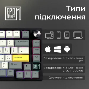 Клавиатура беспроводная Epomaker TH80 SE 75% Budgerigar V2 Switch Hot-Swap (2.4G/BT/USB) RGB UA Black (TH80-SE-B-BV2) UA