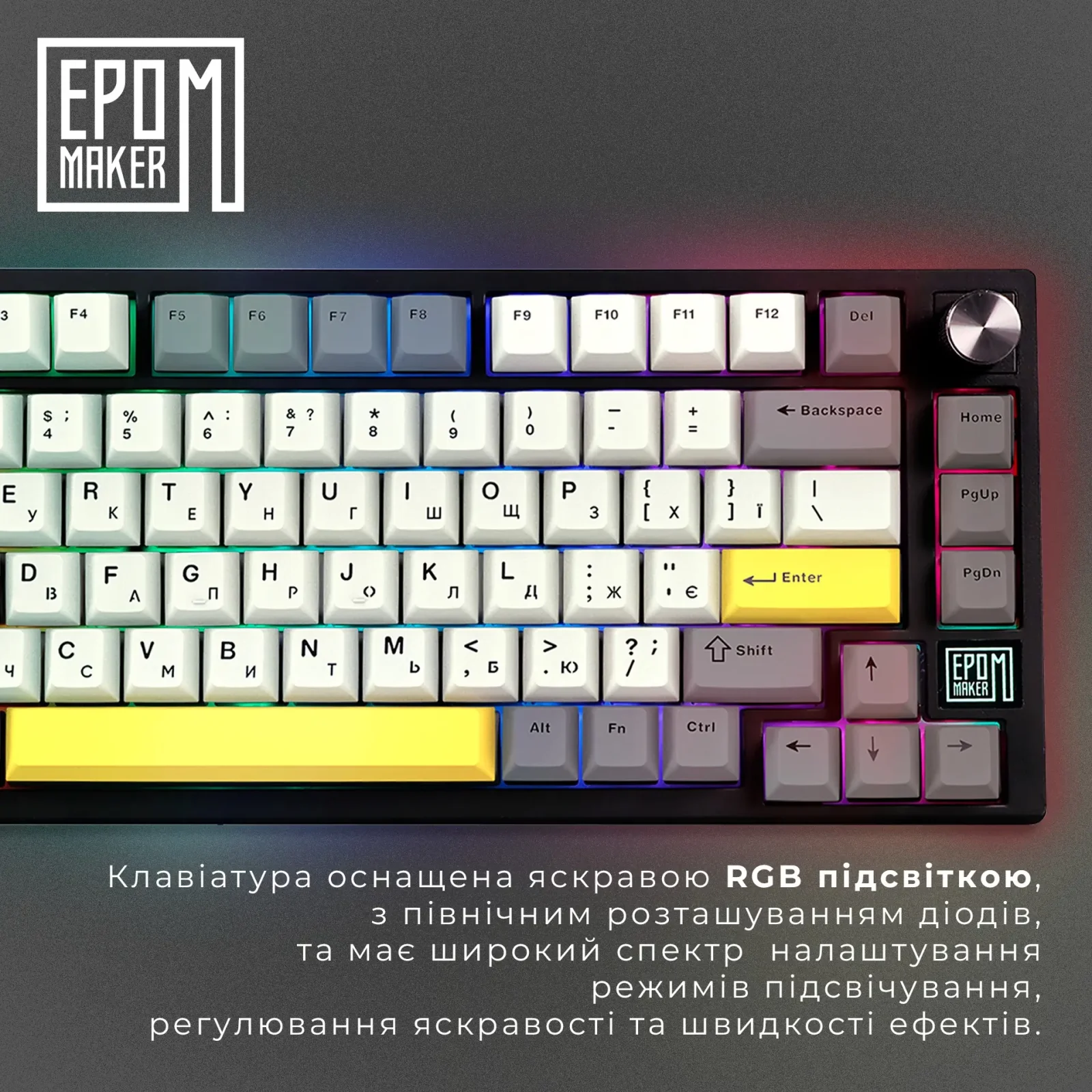 Клавиатура беспроводная Epomaker TH80 SE 75% Budgerigar V2 Switch Hot-Swap (2.4G/BT/USB) RGB UA Black (TH80-SE-B-BV2) UA