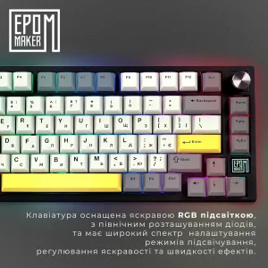 Клавиатура беспроводная Epomaker TH80 SE 75% Budgerigar V2 Switch Hot-Swap (2.4G/BT/USB) RGB UA Black (TH80-SE-B-BV2) UA