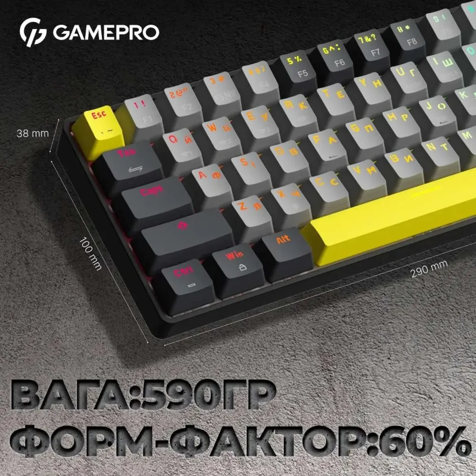 Клавіатура бездротова GamePro MK130G Pro Outemu Red Switch Hot-Swap RGB Black UA