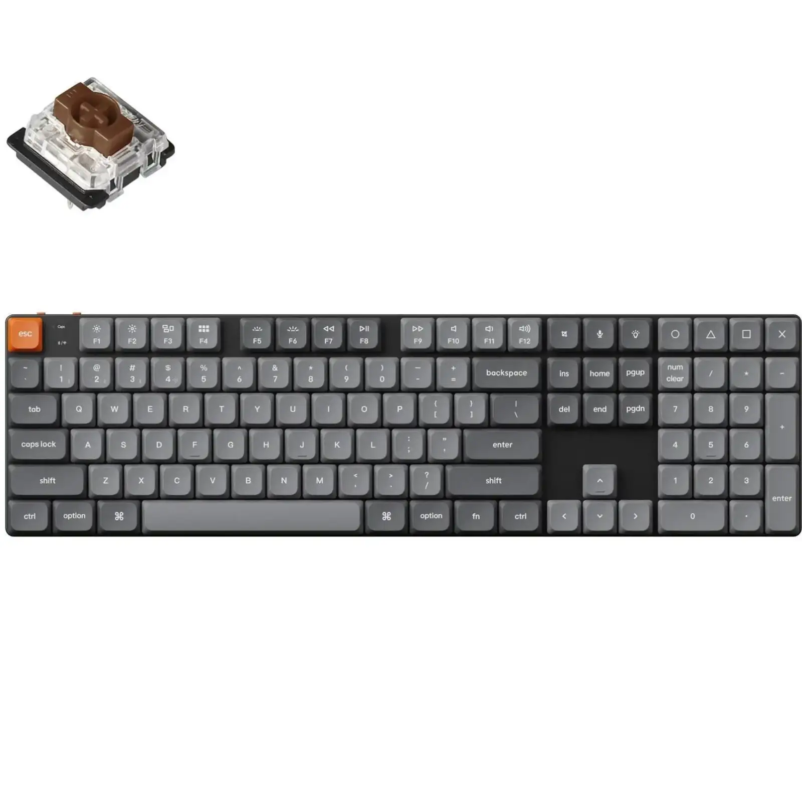 Клавиатура беспроводная Keychron K5 Max, Gateron MX 2.0 Brown, Hot-Swap, RGB UA Black (K5M-H3-UA) UA
