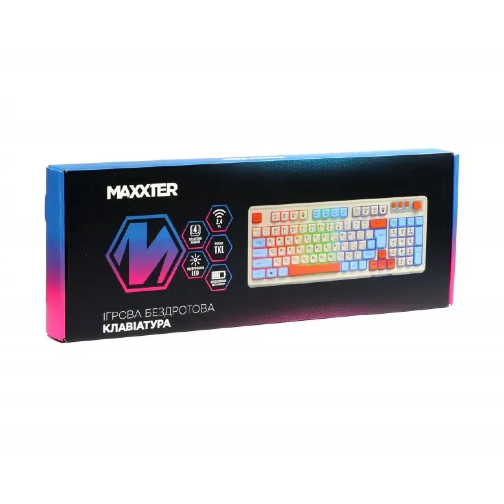 Клавiатура бездротова Maxxter KBGW-3C01-UA White UA