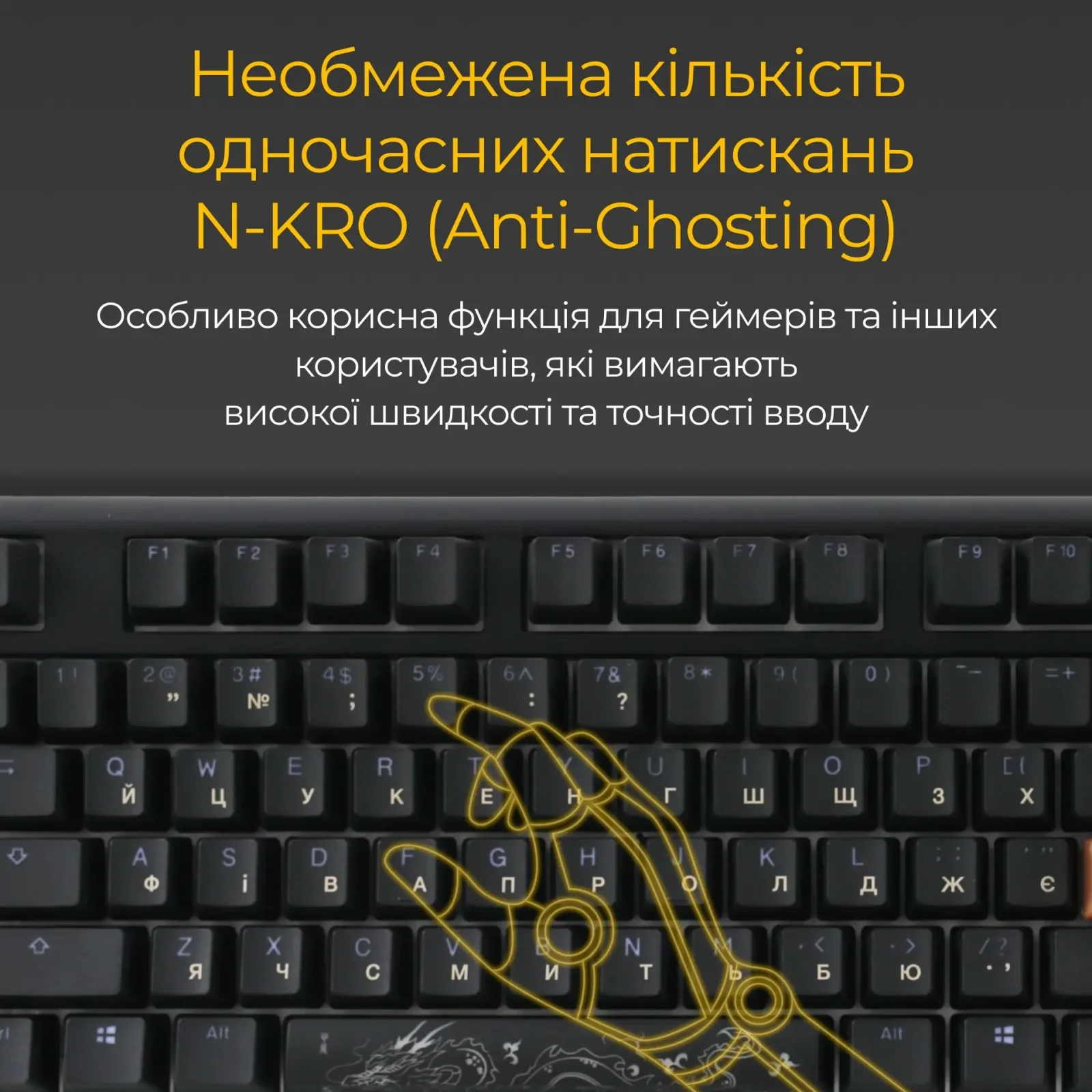 Клавіатура Ducky One 3 Cherry MX Red RGB UA USB Black (DKON2108ST-RUAPXCLAWSC1) UA