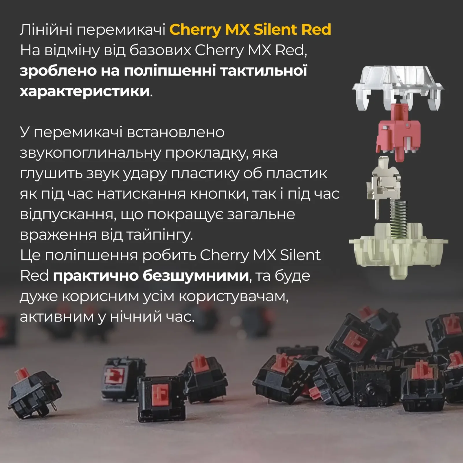 Клавіатура Ducky One 3 Cherry MX Silent Red RGB UA USB Black (DKON2108ST-SUAPXCLAWSC1) UA