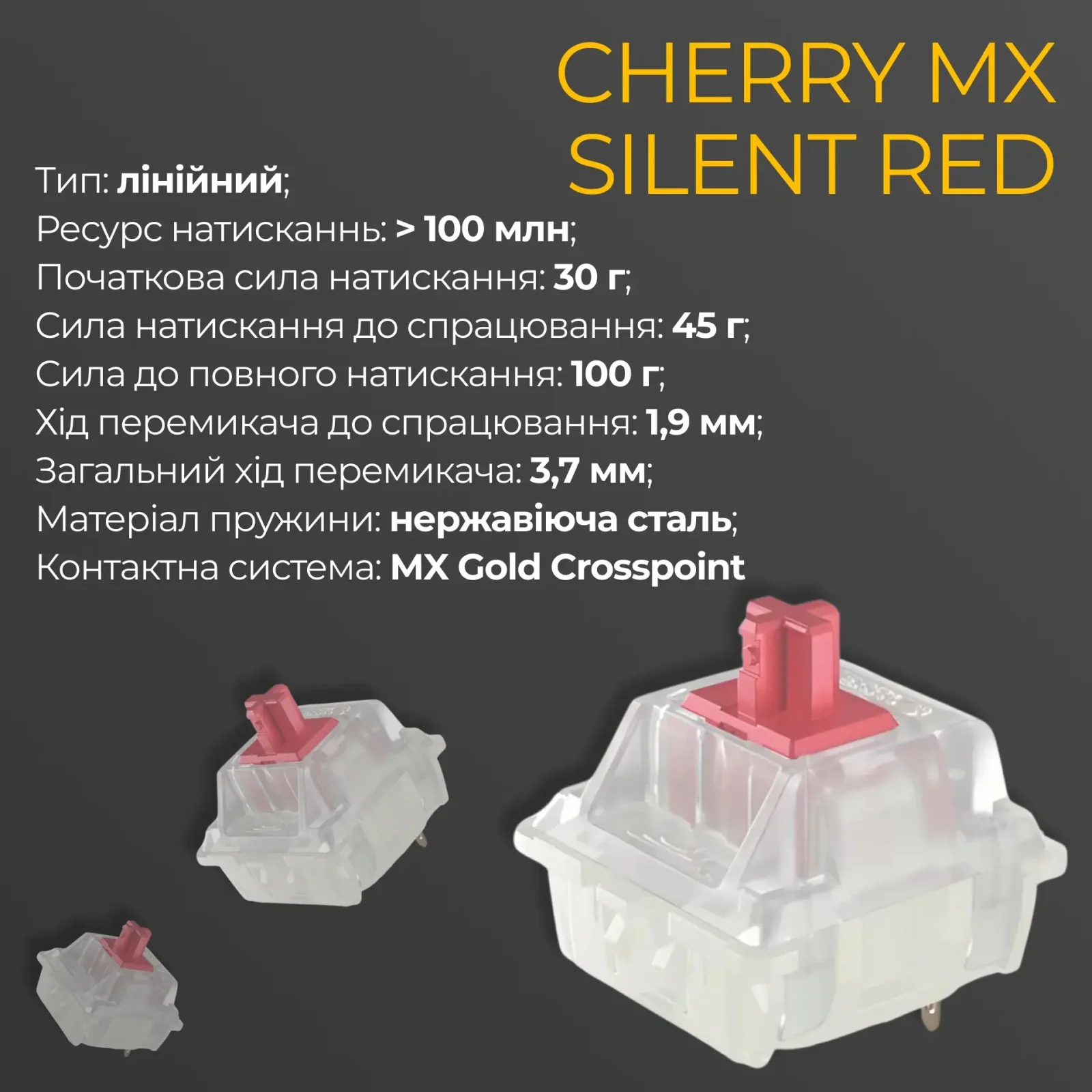 Клавіатура Ducky One 3 Cherry MX Silent Red RGB UA USB Black (DKON2108ST-SUAPXCLAWSC1) UA