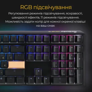 Клавіатура Ducky One 3 Cherry MX Silent Red RGB UA USB Black (DKON2108ST-SUAPXCLAWSC1) UA