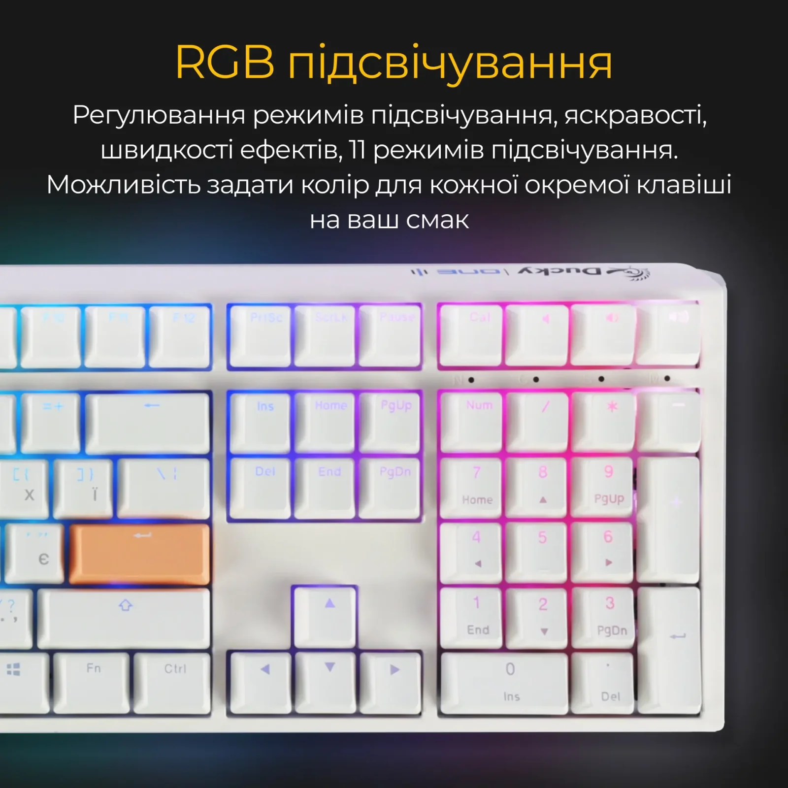 Клавиатура Ducky One 3 Cherry MX Brown RGB UA USB White (DKON2108ST-BUAPXPWWWSC1) UA