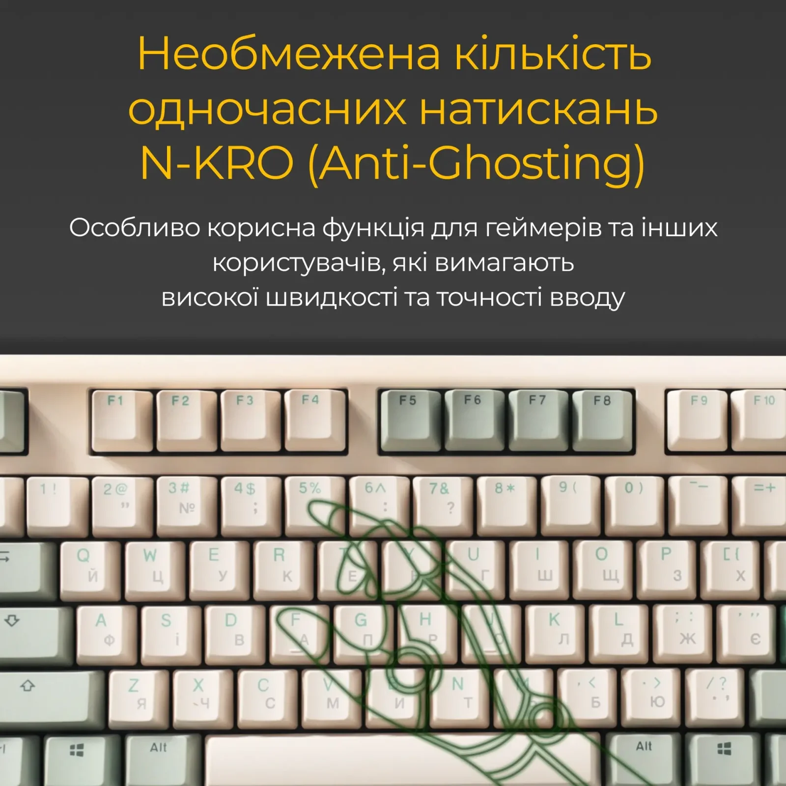 Клавиатура Ducky One 3 Cherry MX Speed Silver UA USB Matcha Cream (DKON2108-PUAPXМAEGGC1) UA