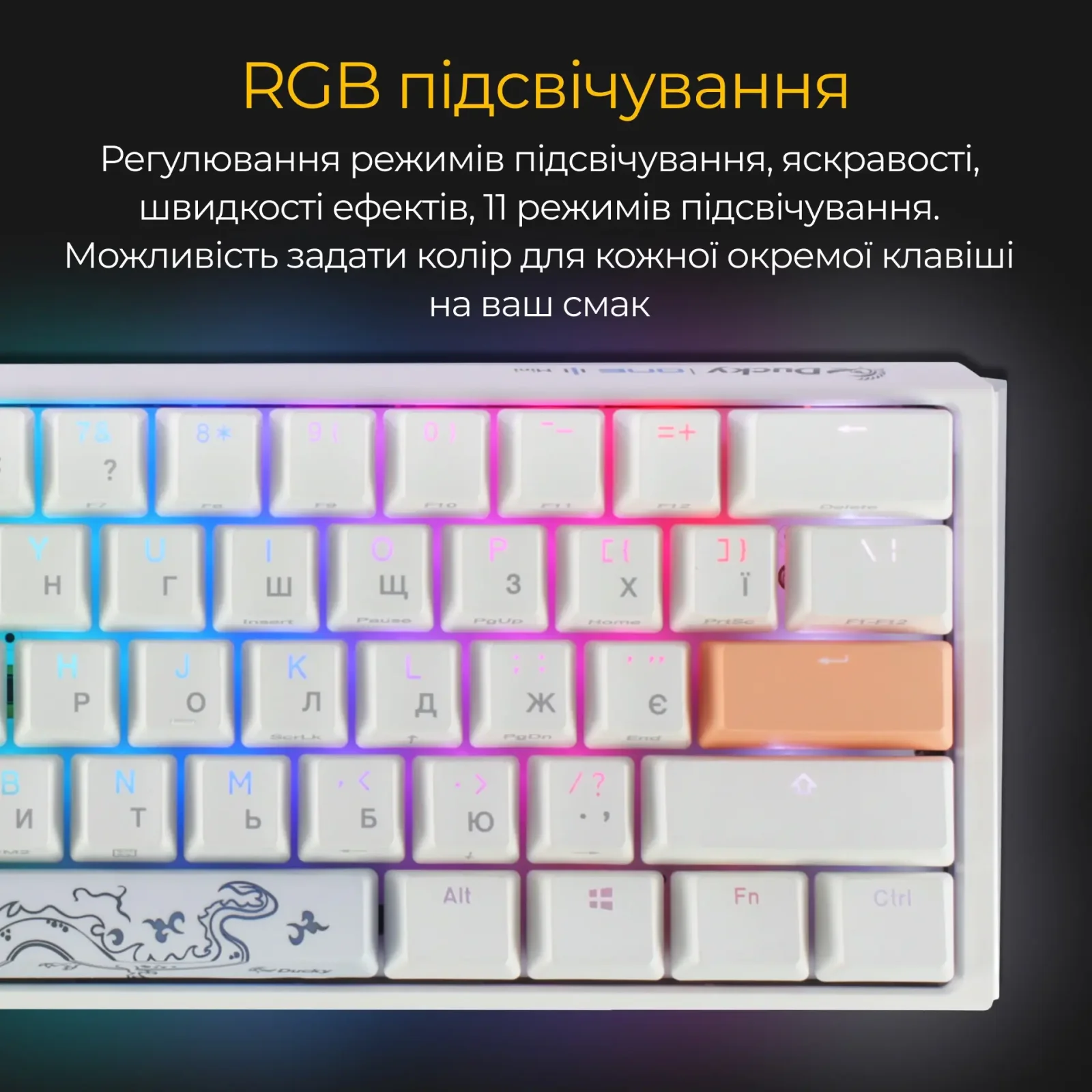 Клавиатура Ducky One 3 Mini Cherry MX Brown RGB UA USB White (DKON2161ST-BUAPXPWWWSC1) UA