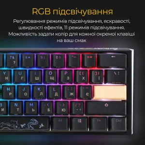 Клавиатура Ducky One 3 Mini Cherry MX Silent Red RGB UA USB Black (DKON2161ST-SUAPXCLAWSC1) UA