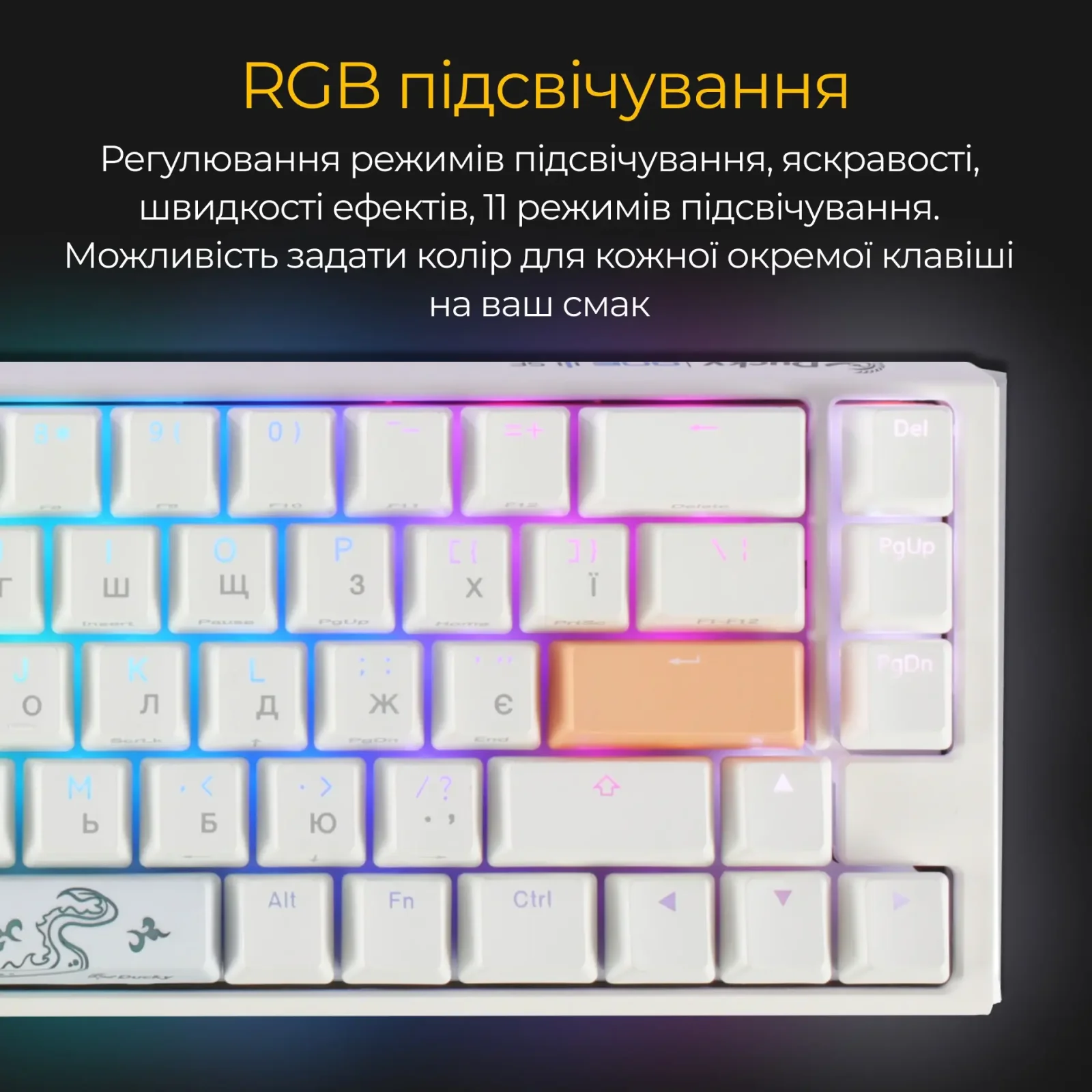 Клавиатура Ducky One 3 SF Cherry MX Red RGB UA USB White (DKON2167ST-RUAPXPWWWSC1) UA