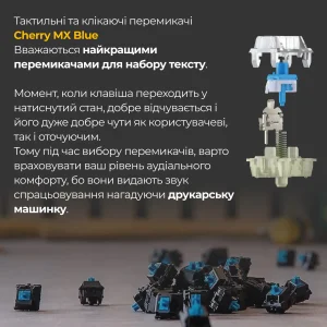 Клавиатура Ducky One 3 TKL Cherry MX Blue RGB UA USB Black (DKON2187ST-CUAPXCLAWSC1) UA