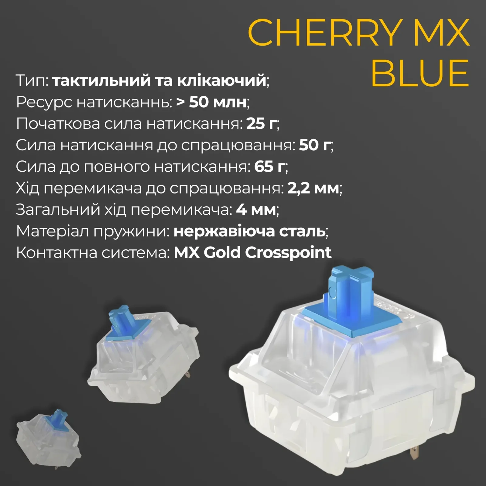 Клавиатура Ducky One 3 TKL Cherry MX Blue RGB UA USB Black (DKON2187ST-CUAPXCLAWSC1) UA