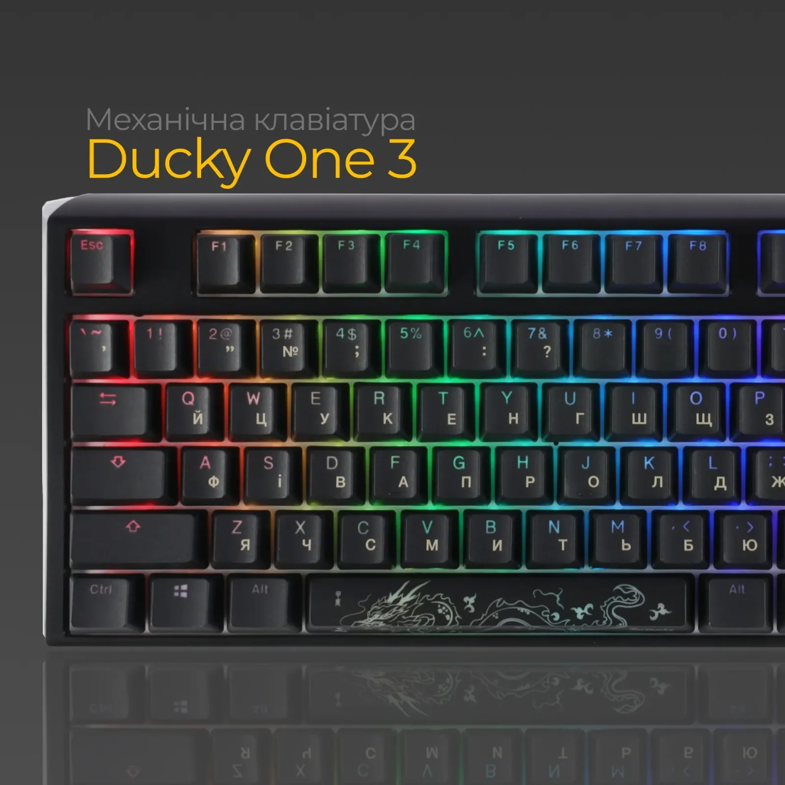Клавиатура Ducky One 3 TKL Cherry MX Blue RGB UA USB Black (DKON2187ST-CUAPXCLAWSC1) UA